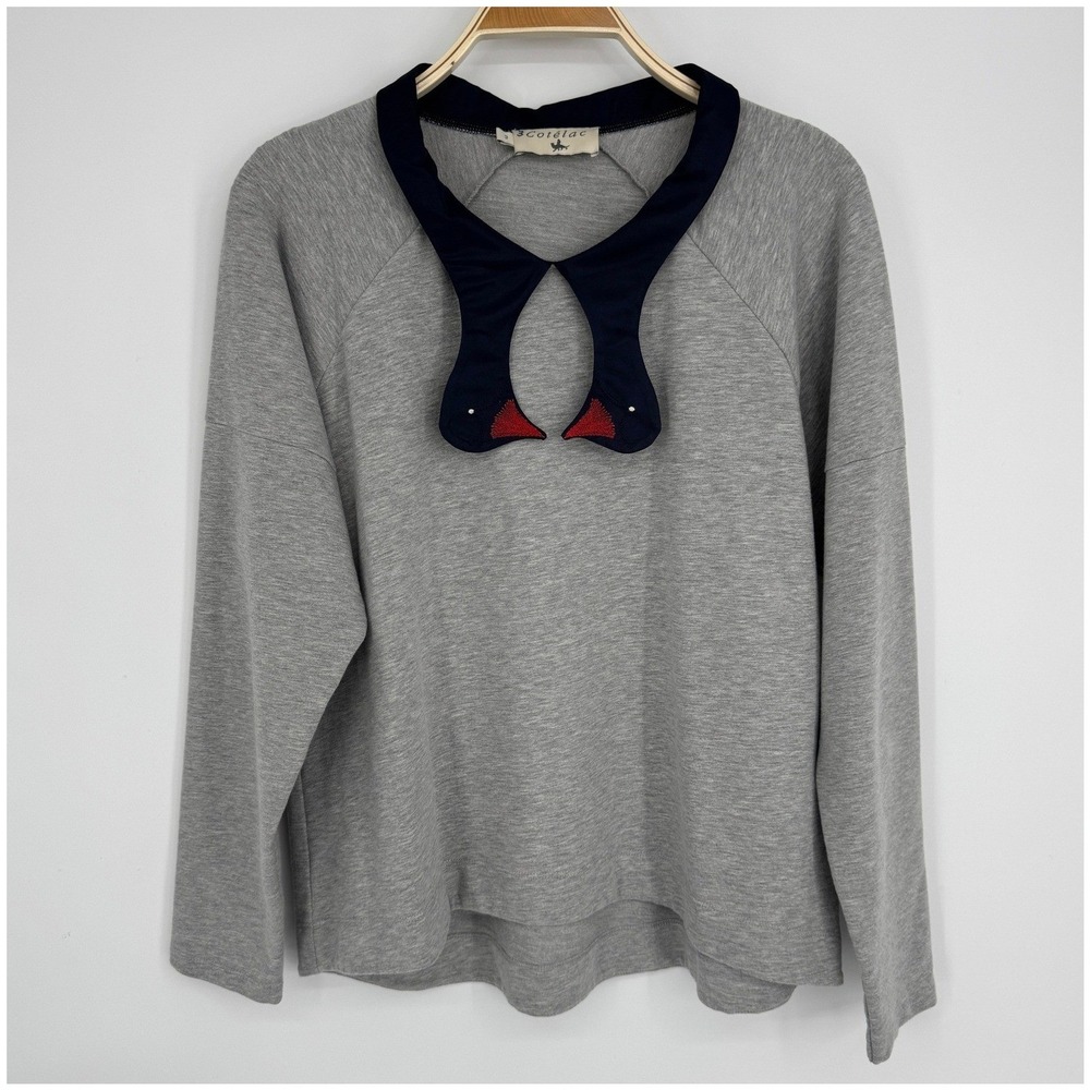 Cotélac Sweatshirt Large Gray Statement Collar Avant Garde Quirky Artsy Chic